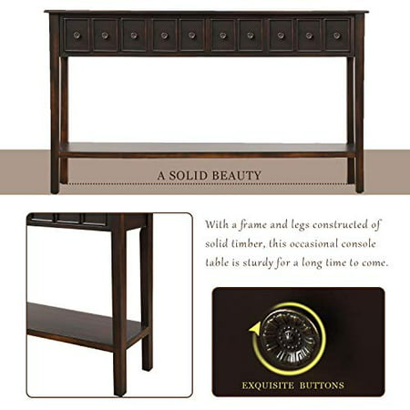 Sofa Table Long Console, 60 Inch Console Table Black