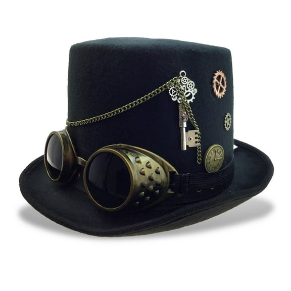 KBW Gold Deluxe Fabric Steampunk Top Hat, Punk Gothic Style Halloween Party Hat