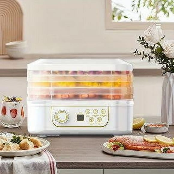 Food Dehydrator Machine, Stainless Steel Trays Food Dryer, Timer and Temperature Control, Dehydrators for Food and Jerky, Herbs, Meat, Fruit, Dog Treats -White