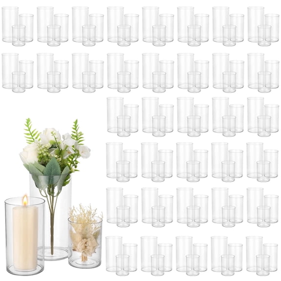 36 Pcs Plastic Cylinder Vases Set,4''/6''/8''Tall Clear Flower Vases