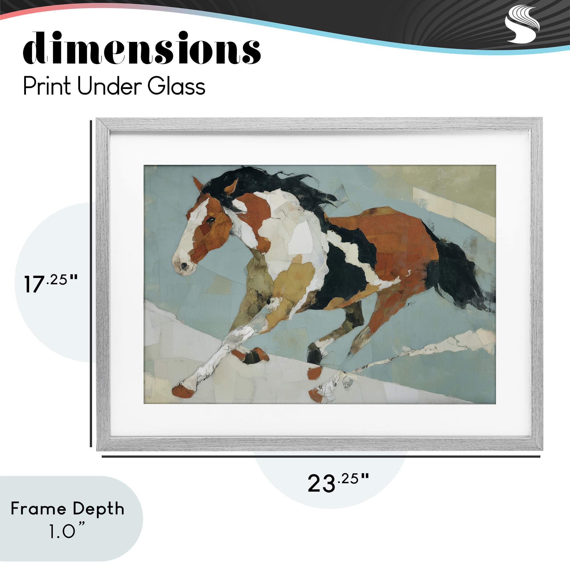 Stupell Industries Paint Horse in Motion Gray Framed Print Under Glass, design by Chromatic Storm Studio