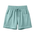 thumbnail image 5 of hlysgo Bermuda Shorts for Women Comfort Soft Fit Elastic Drawstring Waist Short Summer Beach pull On Short with Pockets Sky Blue,2xL, 5 of 6