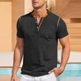 thumbnail image 2 of ZVNAΖH Men's 3 Button Short Sleeve Collar Shirts Casual Solid Basic Henley Shirts Summer Lightweight T-Shirts, 2 of 3