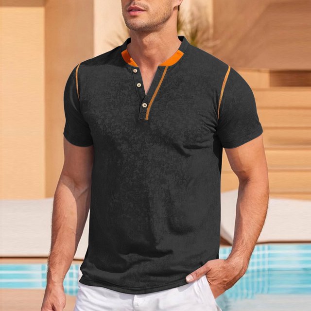 pstuiky camisetas camisas para hombre, Camiseta deportiva informal con cuello en V y manga corta estampada para hombre camisas casuales para hombre xl