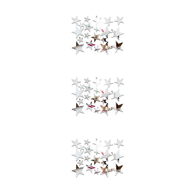 Espejo pared pegatina Inteprter 20 piezas DIY azulejo nevera calcomanías autoadhesivo hogar TV Fondo sala de estar decoración interior Plata Type1 NO1