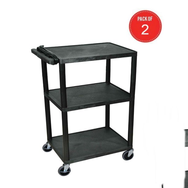 Luxor Mobile 42" Multipurpose Rolling 3 Shelf Presentation Station AV