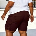 thumbnail image 3 of KeShDi Workout Shorts 3 Inch Board Shorts Men Casual Fashion Solid Shorts with Multi-pocket Elastic Waist Cargo Pants Short Pants Wine 4X, 3 of 8