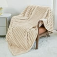 thumbnail image 5 of Fleece Throw Blanket for Couch,Super Soft Warm Fluffy Blanket for Bed Sofa Room Decor-Lightweight Cozy Fuzzy Striped Blanket for All Seasons(Light Brown,50"×60"), 5 of 15