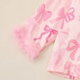 thumbnail image 6 of Toddler Baby Girl Valentines Day Pajamas Heart&Bow Print Button Down Shirt + Pants Little Kids Girls Silk Pajama Set Comfortable Fashion, 6 of 9
