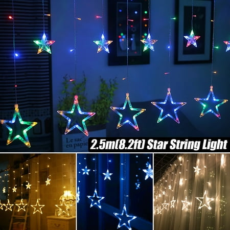 Led Star Fairy String Curtain Window Lights Twinkle Christmas