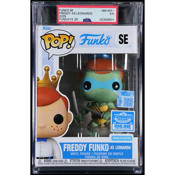 Teenage Mutant Ninja Turtles, PSA Graded 8.5 NM-MT , Freddy as Leonardo Collectible Vinyl Figure #SE, Fully Encapsulated Bundle with Compatible Funko Pop! PSA Hard Protector Case