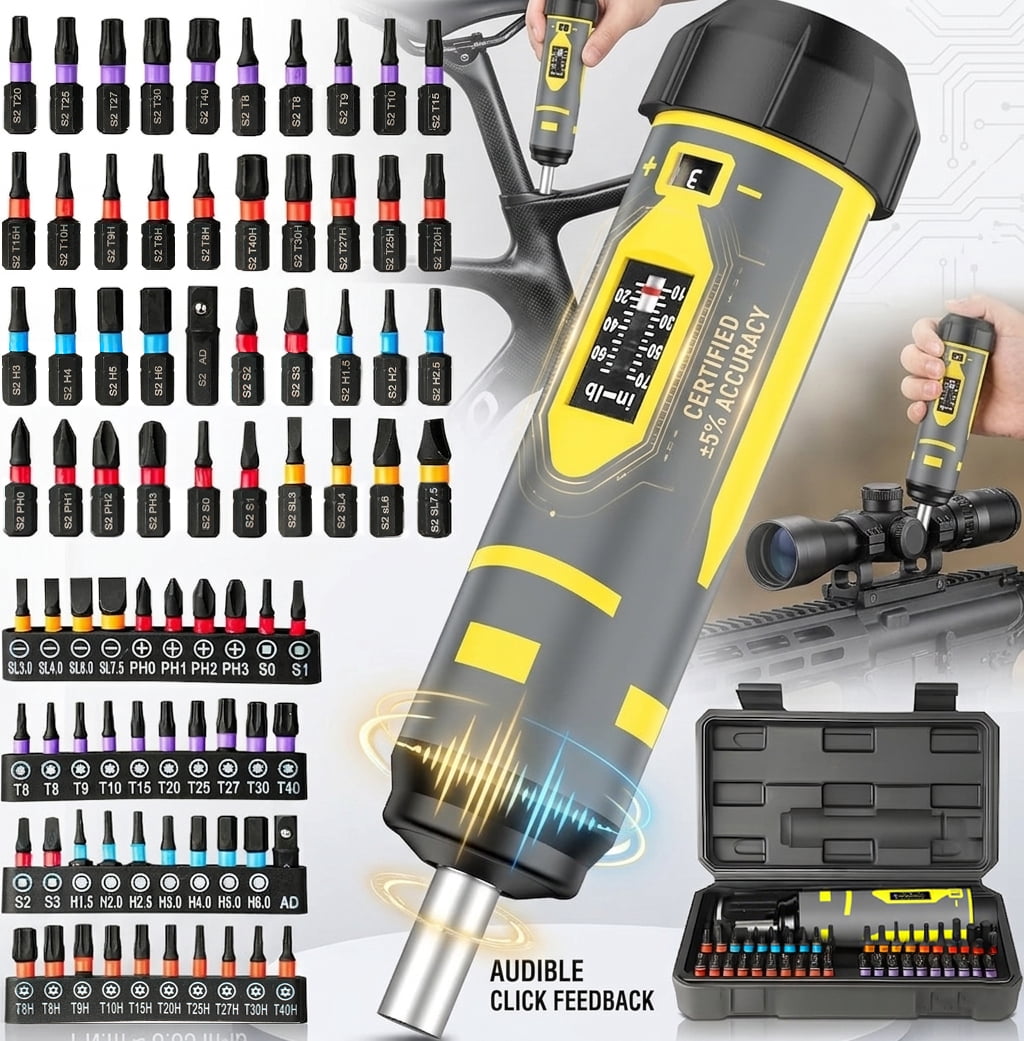 Bore Baby Professional 42-Piece Torque Screwdriver Set (10-70 in-lb) – Precision S2 Steel Bits for Scope Mounting, Bicycle Maintenance & Optics Calibration