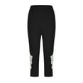thumbnail image 4 of WCMZJ Capri Leggings for Women Tummy Control Butt Lifting Workout Capri Yoga Pants Lace Appliqué Summer Beach Capris Black 3XL, 4 of 6