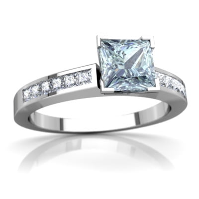 Aquamarine Channel Set Ring in 14K White Gold by