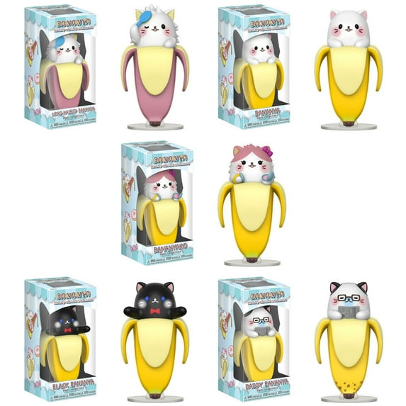 Funko Collectible Vinyl Figures - Bananya - SET OF 5 (Daddy, Black, Bananyako, Long Hair & Bananya)