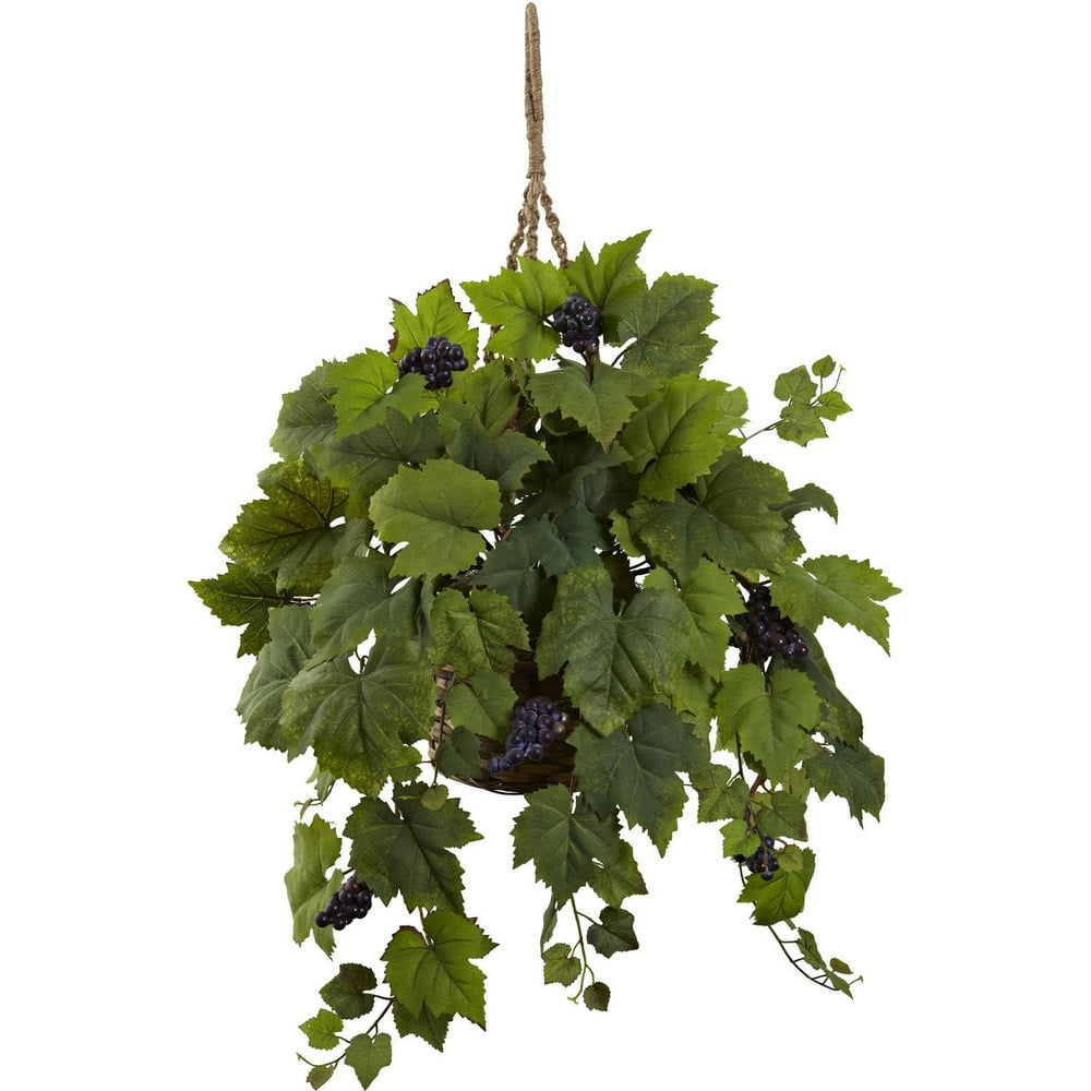 Nearly Natural Grape Leaf Hanging Basket