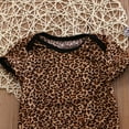 thumbnail image 4 of Qtinghua 3Pcs Newborn Baby Girls Clothes Short Sleeve Romper Leopard Floral Jumpsuit Bodysuit+Shoes+Headband Set Brown 0-3 Months, 4 of 7