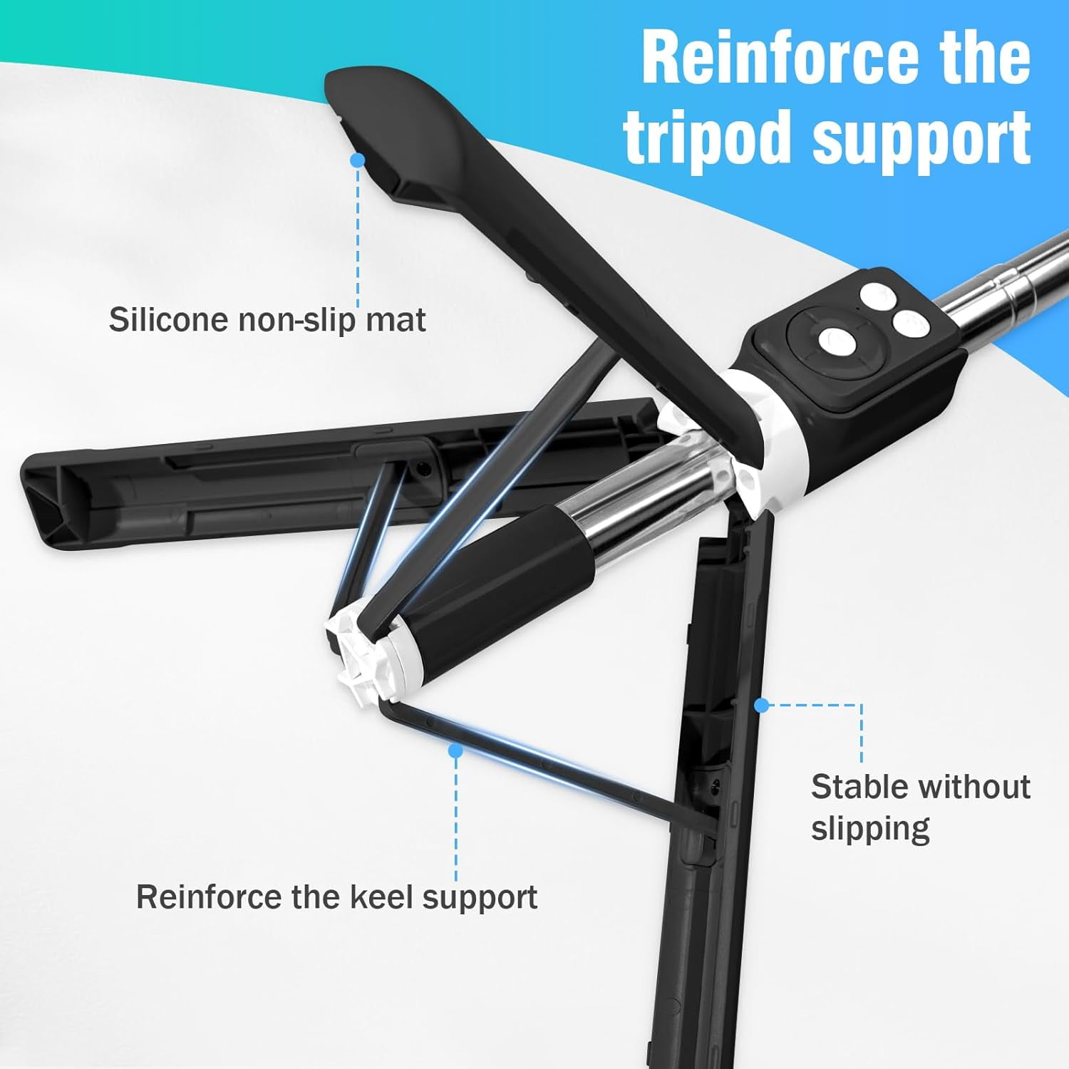 NEOYFC  Selfie Stick Tripod with Wireless Remote, Extendable Adjustable Length, Portable Travel Stand for iPhone 16/15/14/13/12, Samsung Galaxy & Smartphones (Black)