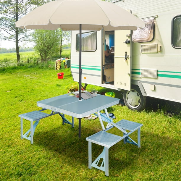 Table de camping pliante en aluminium pour 2 personnes