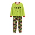 thumbnail image 4 of Moonsky Green Flannel Christmas Pajamas For Family Parent-child Warm Christmas Set Red Santa Hat Printed Home Wear Pajamas Two-piece Mom Set Matching Christmas Pjs For Family#Women L, 4 of 5