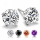 thumbnail image 1 of Pendientes clásicos de cuatro garras de plata esterlina S925 con circonitas multicolores, joyería de mujer, joyería de plata pequeña, selección de regalos, 1 of 5