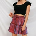 thumbnail image 4 of Women Summer Drawstring High Waist Mini Pleated Skater Skirt Solid Color Flared Ruffle Hem Loose Swing A-line Streetwear Yellow Xl, 4 of 5