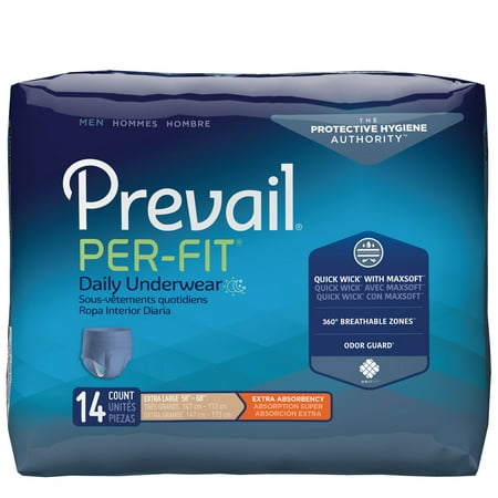 Adult Absorbent Underwear Prevail® Per-Fit® Men Pull On X-Large Disposable Moderate Absorbency Bag of