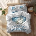 thumbnail image 2 of Enjoy Summer Queen Size Comforter Set, Watercolor Blue Gradient Sea Shell Wood Grain Bedding for All Seasons, 4 Pcs Bed Set, 1Quiltcover (90"x92") ,1Sheet(94"x116"), 2Pillowcases (30"x20"), 2 of 12