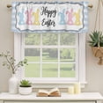 thumbnail image 3 of 2 Panels Happy Easter Valance for Windows, Colorful Rabbits Cartoon Blue Plaid Light Filtering Kitchen Curtains, Rod Pocket Window Treatment Curtain Valances for Living Room Bedroom, 60"x18", 3 of 9