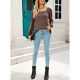 thumbnail image 6 of Loose Fit, Wide Collar Women's Knitted Top for Spring & Fall Autumn Brown XXL Long Sleeve T-Shirt, 6 of 8