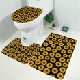 thumbnail image 2 of Black Small Sunflower Pattern Bathroom Rugs Sets 3 Piece,Toilet Cover Set,Absorbent Non Slip Bathroom Mats Sets with U-Shaped Contour Rug Toilet Rug Set, 2 of 5