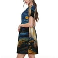 thumbnail image 2 of Haiem Vintage Starry Sky Labrador A Pattern Women's Short-Sleeve Scoop Neck Swing Dress, 2 of 6