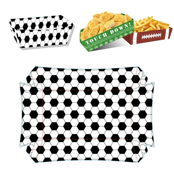 12Pcs/1Pack Football Party Favors & Supplies - Paper Food Tray, Disposable Serving Boats for Football Birthday Party & Superbowl Decor,Black