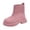 Pink, variant on Boys Girls High Top Combat Ankle Boots Kids Waterproof PU Leather Fall Boots Winter Warm Snow Outdoor Hiking Shoes Toddler Non Slip Texture Soft Durable Walking Boot
