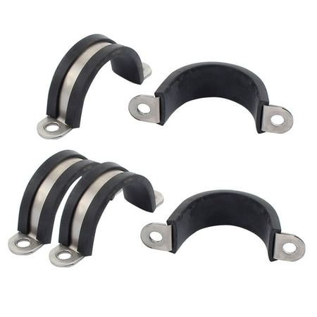 

5Pcs 32mm Dia Rubber Lined U Shaped Metal Hose Pipe Clips Clamp Cable