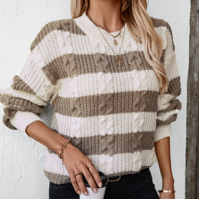 Daznico Women's Autumn and Winter Retro Loose Round Neck Pullover