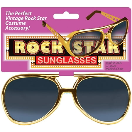 Star Power Rock Star Elvis Sunglasses, Gold, One Size, Look just like Elvis! By Loftus International