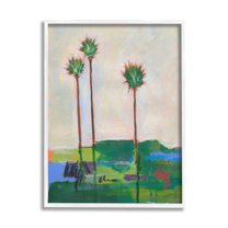 Stupell Industries Modern Palm Trees Landscape Abstract Painting White Framed Art Print Wall Art, 11 x 14