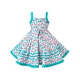 thumbnail image 2 of Girls Dress Vintage Green Heart Puffy Skirt Multi-color Stripe Sleeveless 7 Years, 2 of 6