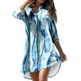 thumbnail image 2 of Ruimatai Beach Cover Ups for Women Bathing Suit Cover Up for Women Summer Casual Turn-down Collar Long Sleeve Printed Smock Buttons With Pocket Shirt Dresses, 2 of 7