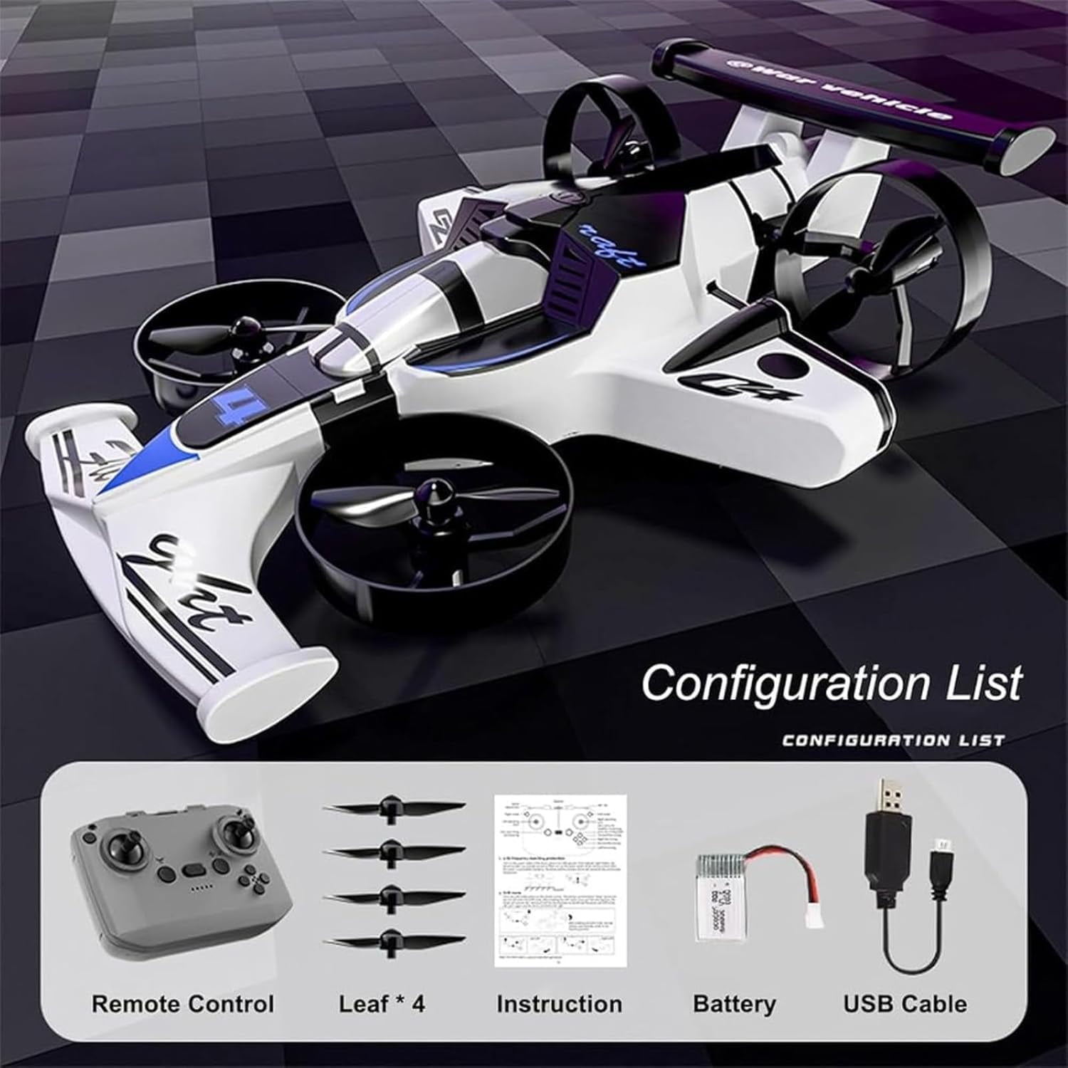 Rechargeable Dual-Mode Car Drone, 2-in-1 Flying RC Car with Land & Air Modes, 360° Flip Tricks, LED Stunt Effects, High-Speed Driving & Flying Impact-Resistant Toy