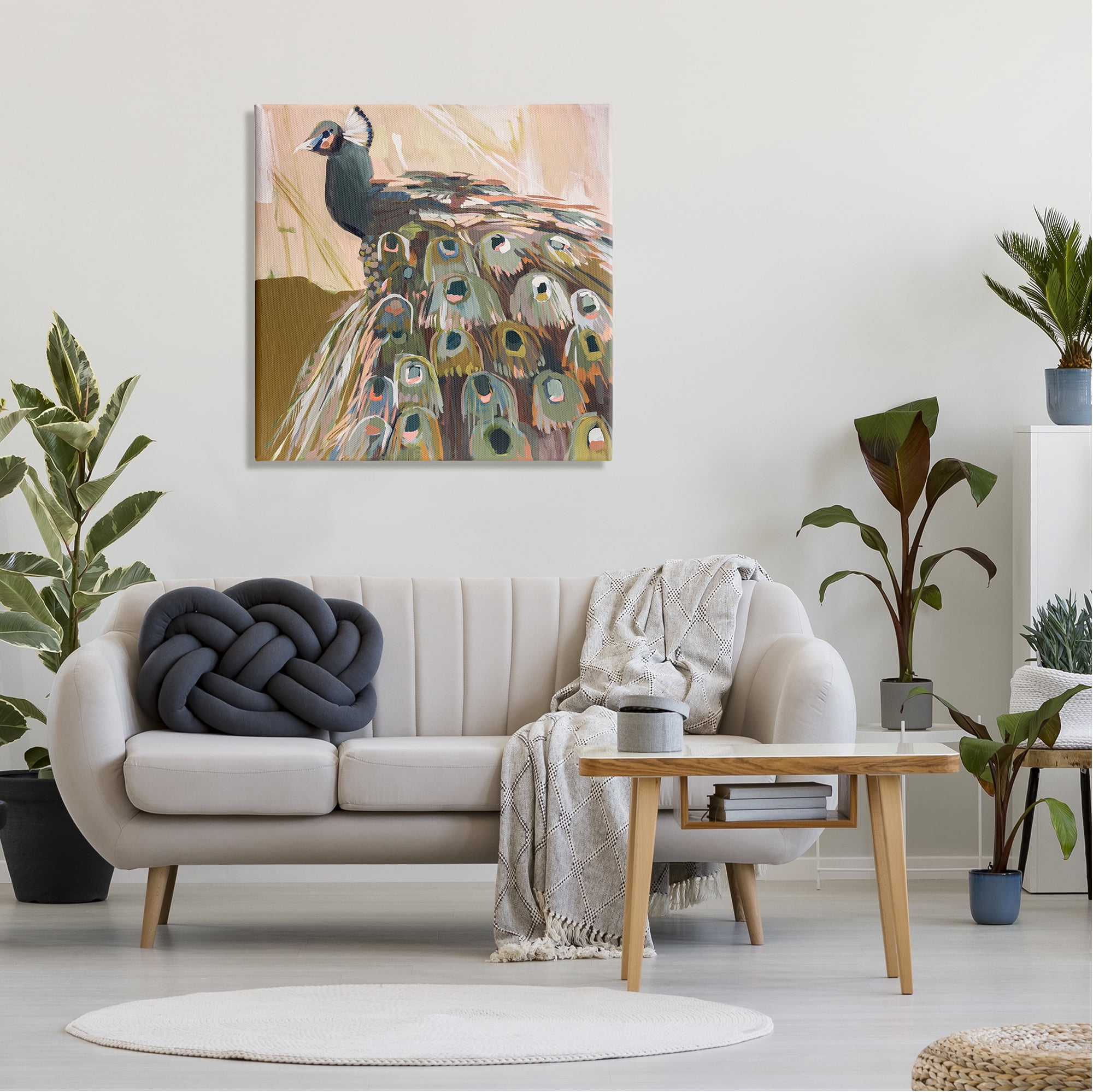Stupell Industries Abstract Peacock Portrait Animals & Insects Painting Gallery Wrapped Canvas Art Print Wall Art, 30 x 30