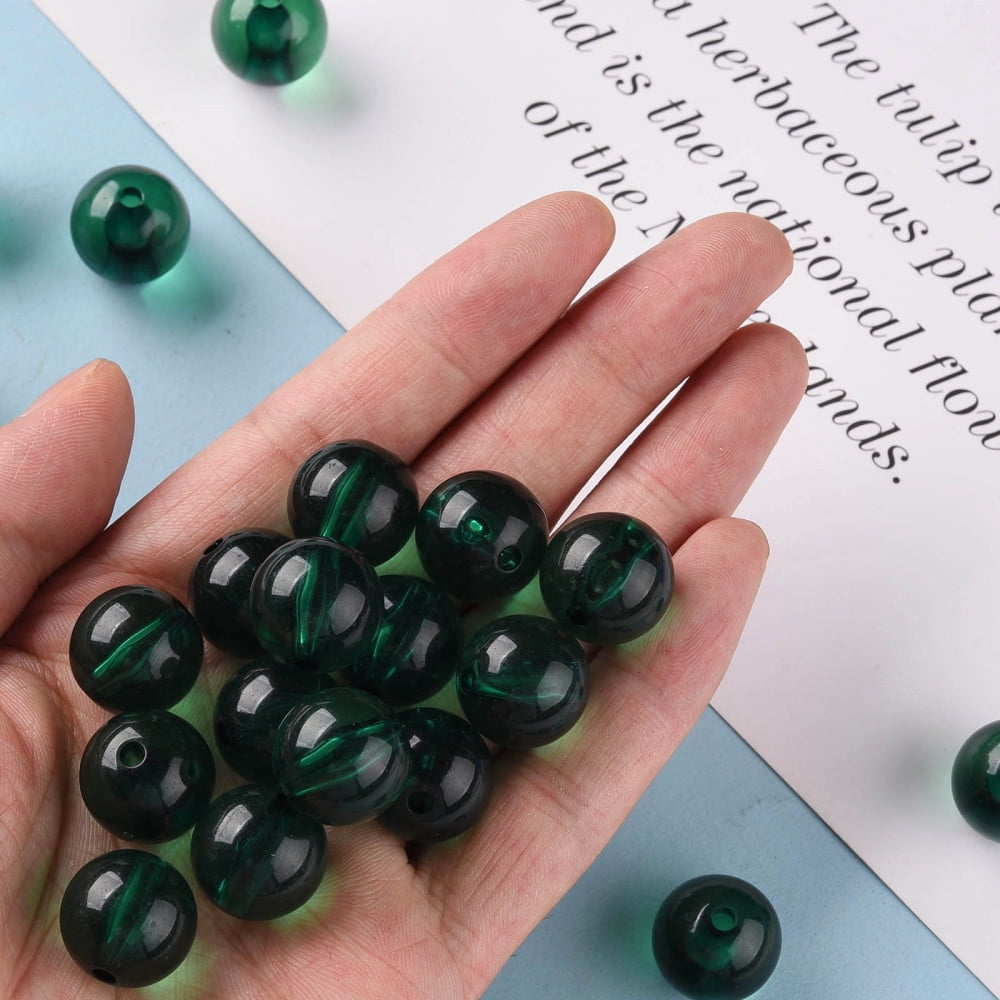 Transparent Acrylic Beads Round Green 16x15mm Hole: 2.8mm about 220pcs/500g