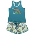 thumbnail image 3 of LazyOne Matching Pajamas for Women, Cute Pajama Shorts and Tank Top Set, Manatee (No Wake Zone, X-Small), 3 of 7