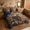 thumbnail image 2 of meiyoeat Vintage Flag Deer 7pcs Queen Bedding, Rustic Hunting Print Bedding Comforter Set Queen For Boys,Black Reversible, 2 of 7