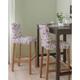 thumbnail image 2 of Purple Spring Floral Bar Stool Covers Set of 2, Summer Botanical Farmhouse Stretch Washable Bar Chair Covers with Backs, Removable Pub Counter Height Chair Cover for Kitchen Dining Room Cafe, 2 of 7