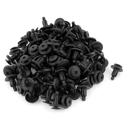 Unique Bargains 100 Pcs 7mm Hole Dia Plastic Replacement Car Bumpers Rivets Fasteners Clip Black
