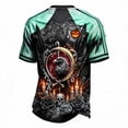 thumbnail image 3 of Dwelliawo Men's Spooky Season Short Sleeve Casual T Shirt Crew Neck Halloween Skeleton Graphic Street Pullover Cyan 3xL, 3 of 3