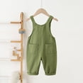 thumbnail image 5 of Jinhomg Boys Girls Soft Jumpsuit Summer Casual Solid Denim Bib Overalls Lightweight Comfy Romper Long Pants with Pockets 90 off Clearance Sale Green 5-6Years, 5 of 6