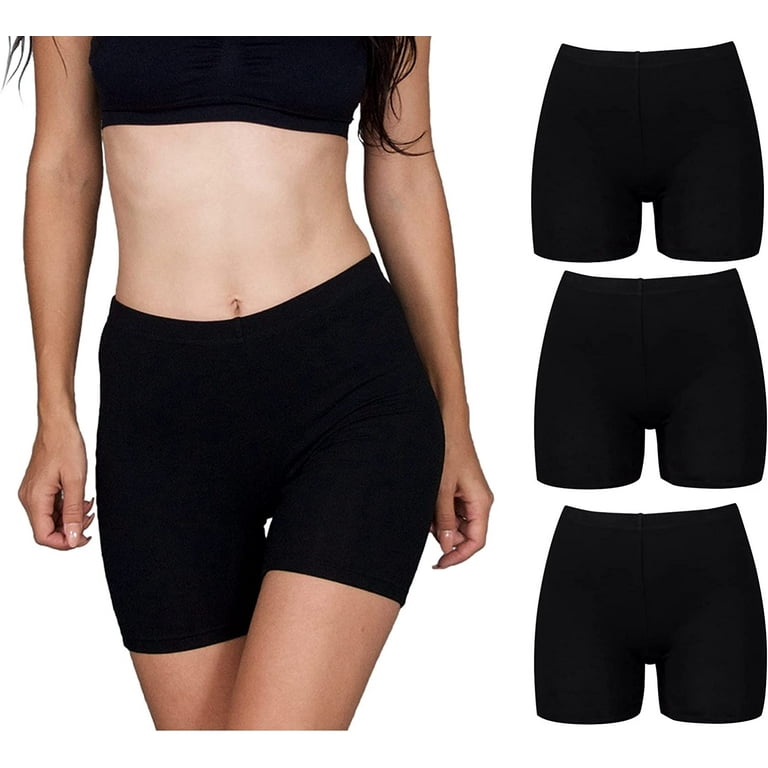 Black Tight Shorts for Women, 3-Pack, Slip Shorts